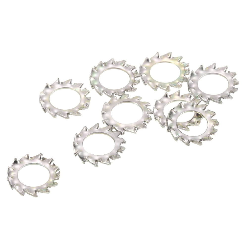 30 Pieces External Tooth Lock Washers, M6 Steel Zinc Finish External Serrated Washer For Mechanical Equipment Fastenings, Silver 9382693709103