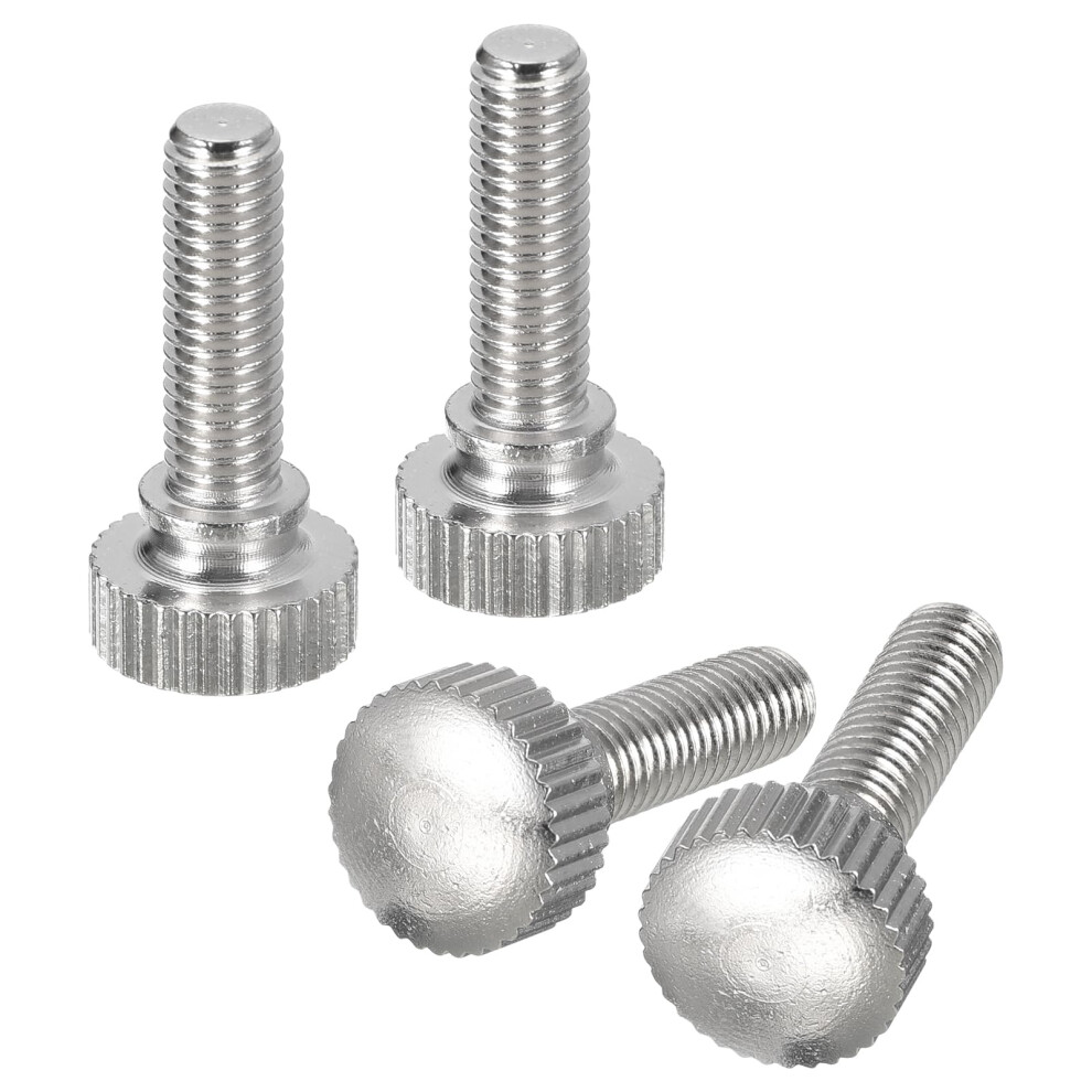 4 Pieces Of M5x16mm Knurled Thumb Screws, Brass Knurled Thumb Screw Bolts With Shoulder Grip Knobs Fasteners, Silver Tone 9426802489958
