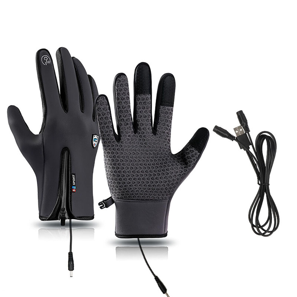 Heated Gloves Rechargeable Usb Waterproof Thermal Touchscreen Gloves Size M Model 045 Gray 9189345312342