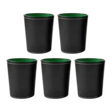 Dice Cup Set 5pcs Black Leather Comfortable Shaking for Bar Home Party
