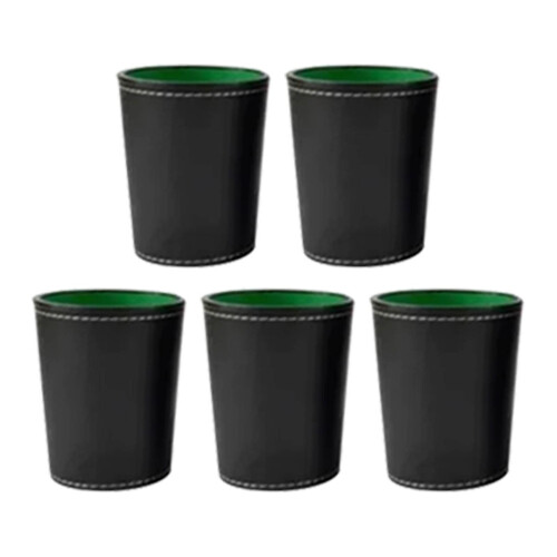 Dice Cup Set 5pcs Black  Leather Comfortable Shaking for Bar Home Party