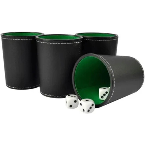 Luxury Cube Cup Set,  Leather Dice Cups with Lid, 5 Pieces, Includes 6 Dice 1