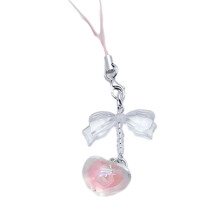 Heart Bowknot Pendant Hanging Rope Y2K Phone Chain Strap-Pink