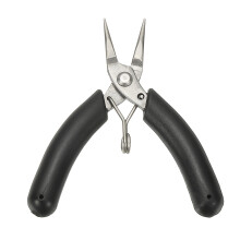Roundnose pliers, 10.2 cm, mini jewelry pliers, conical jaws with nonslip PVC grip, for jewelry modeling, electronic 3D printing, black