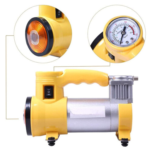 Metal Air Compressor Pump For Motorcycle Tires Emergency Function Save Space Versatile Nozzle Adapters Easy To Use Good Performance 2