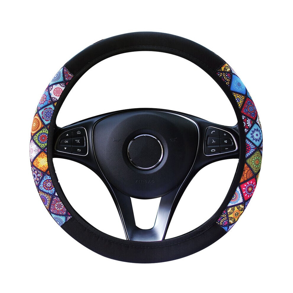 Protection Accessories Steering Wheel Covers, Universal Size Stylish Design Non-Slip Protectors, High Quality Material Colorful Bohemian For Car 9433291820674