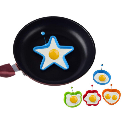 Non Stick Silicone Egg Rings, Multi-Function Fried Egg Ring Mold for Creative Pancake Breakfast Sandwiches, Easy to Clean Egg McMuffin Ring with 2