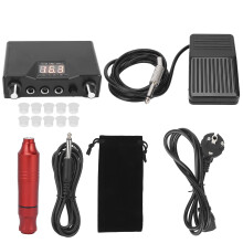 Kit de machine à tatouer avec écran LCD, alimentation, stylo rotatif et pédale, ensemble complet avec connecteurs plaqués or et fonction