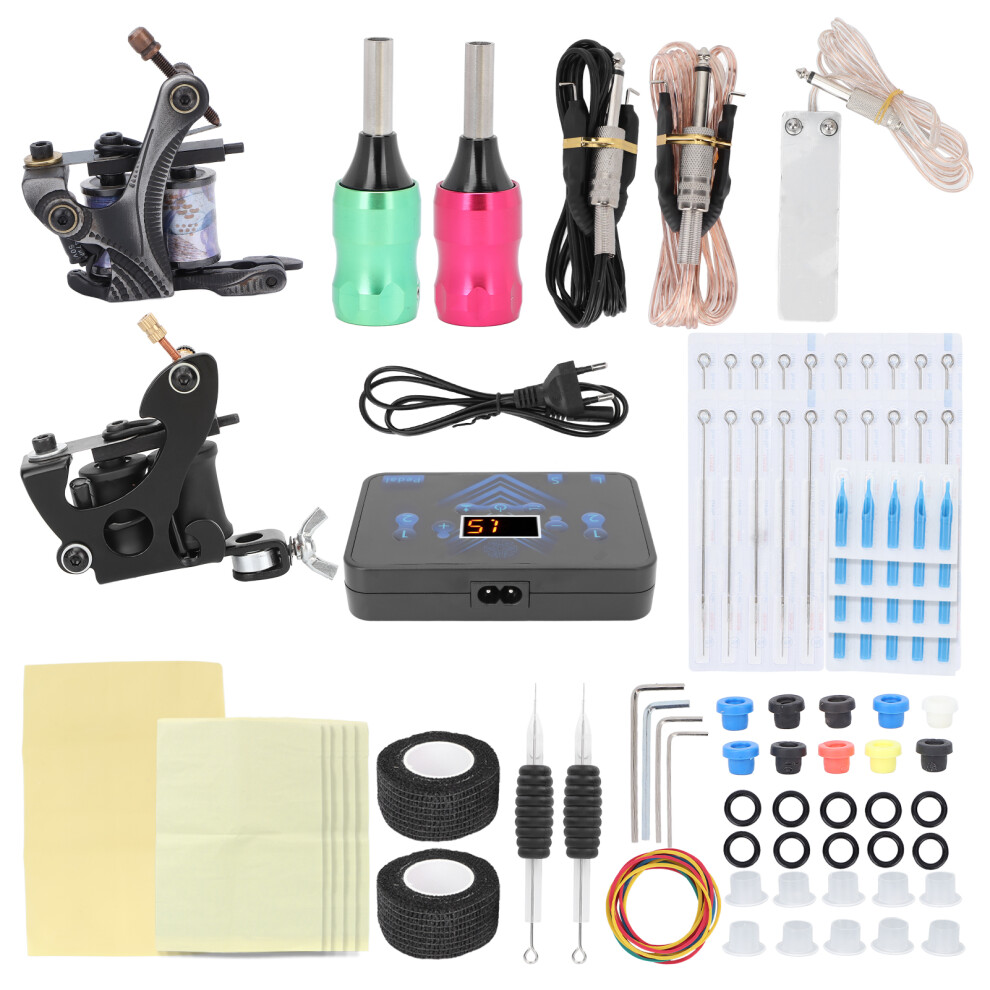 Tattoo Kit With Professional Quality Machines Power Supply Needles For Beginners And Artists, Durable Construction Coil Tattoo Machine Set Includes