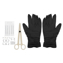 Disposable Piercing Kit, Steel Color, High Quality Nitrile Material Gloves, Anti-Slip Textured, Good Elasticity, 20Pcs