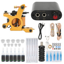 Tattoo Machines With Adjustable Voltage, Complete Tattoo Kit Includes Power Supply Tattoo Inks Needles Grips Carry Case Liner Shader Aluminum Alloy