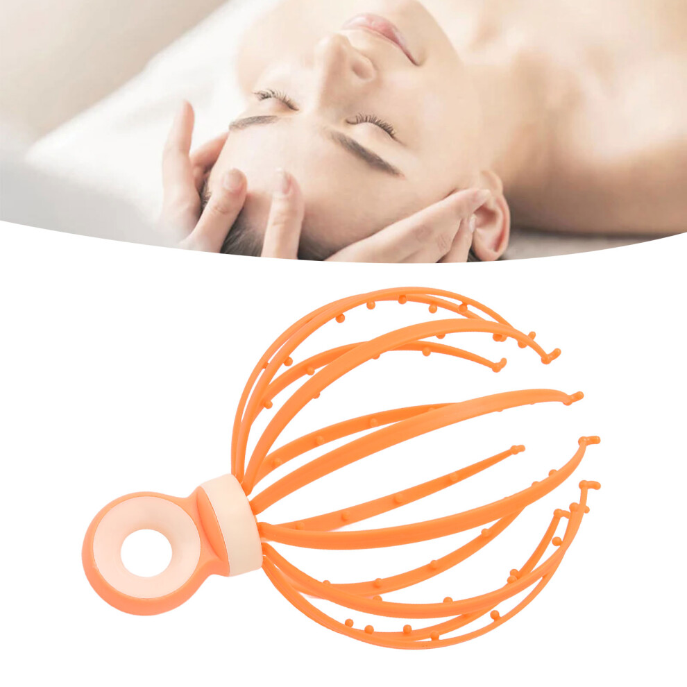 Orange Portable 12-Finger Head Massager, Scalp Relaxation & Headache Relief