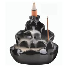Brûleur d'encens cascade en céramique à reflux, encensoir lotus fait main avec cônes d'aromathérapie, élégant objet de décoration pour la