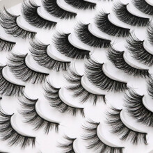 20 Paar Flauschige Kreuzfaser 3D Natürliche Künstliche Wimpern für Party & Arbeit