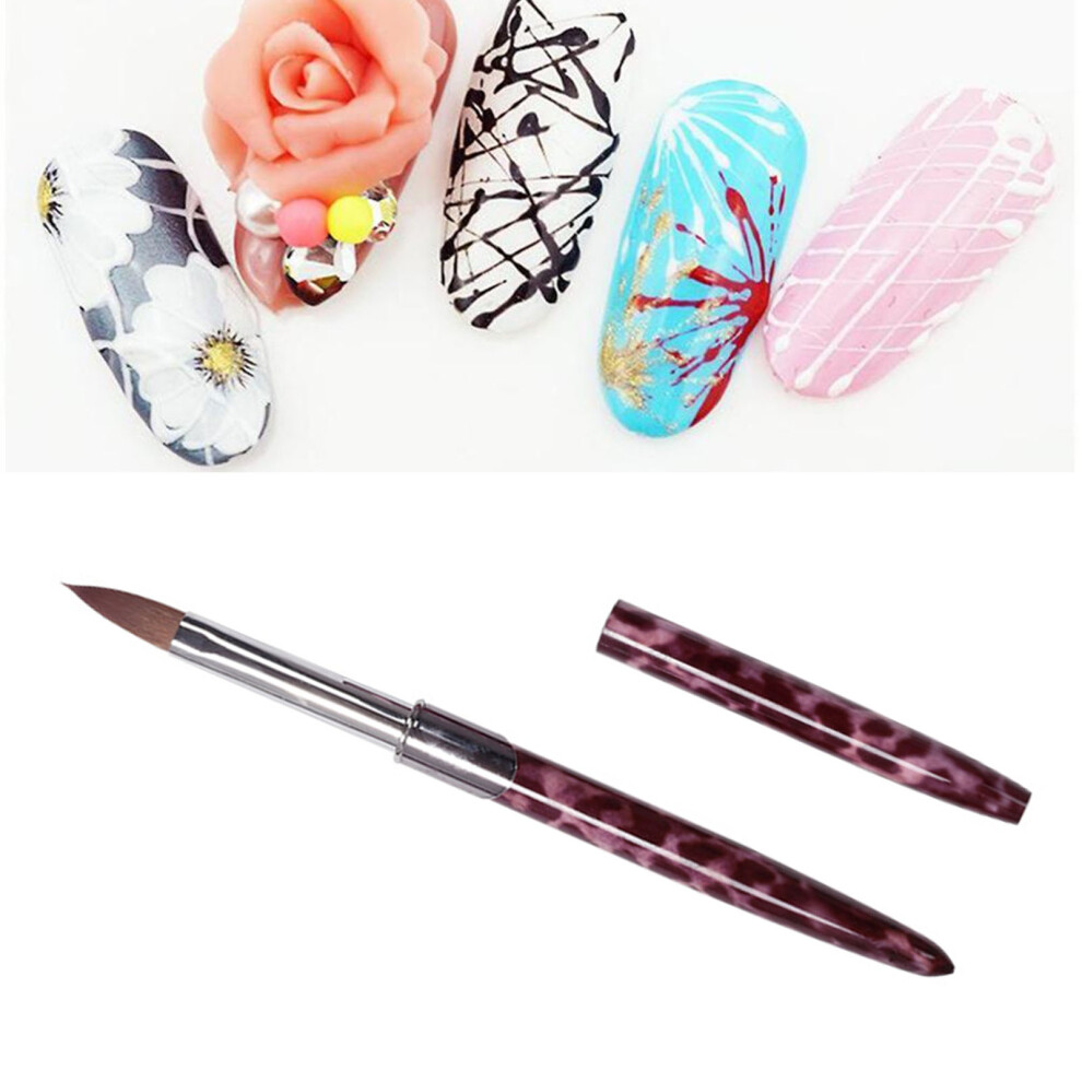 Leopard Print Copper Acrylic Nail Brush - Soft Drawing Pen, 18cm