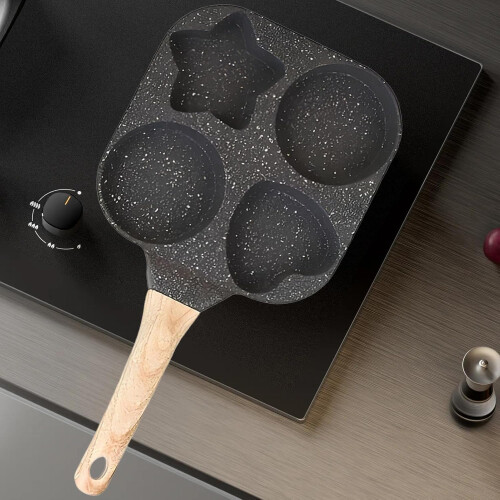 NonStick Egg Frying Pan 4 Cup Breakfast Pan with Ergonomic HeatResistant Handle Black/White 1