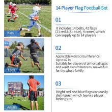 Flag Football Set, Set di 14 Cinture e Bandierine per Flag Football, Cintura per Bambini o Adulti Giocatori di Flag Football