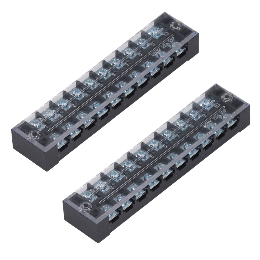 Dual Row High Current Terminal Strip 25A 600V 10P With Cover 5011371703419