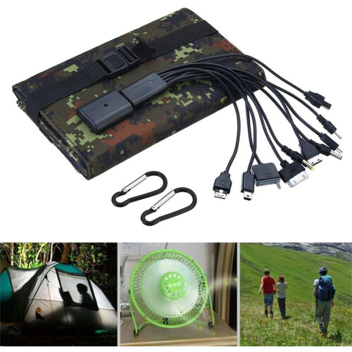 20W Portable Solar Charger USB Panel  Efficiency Foldable Camouflage Design for Hiking 1
