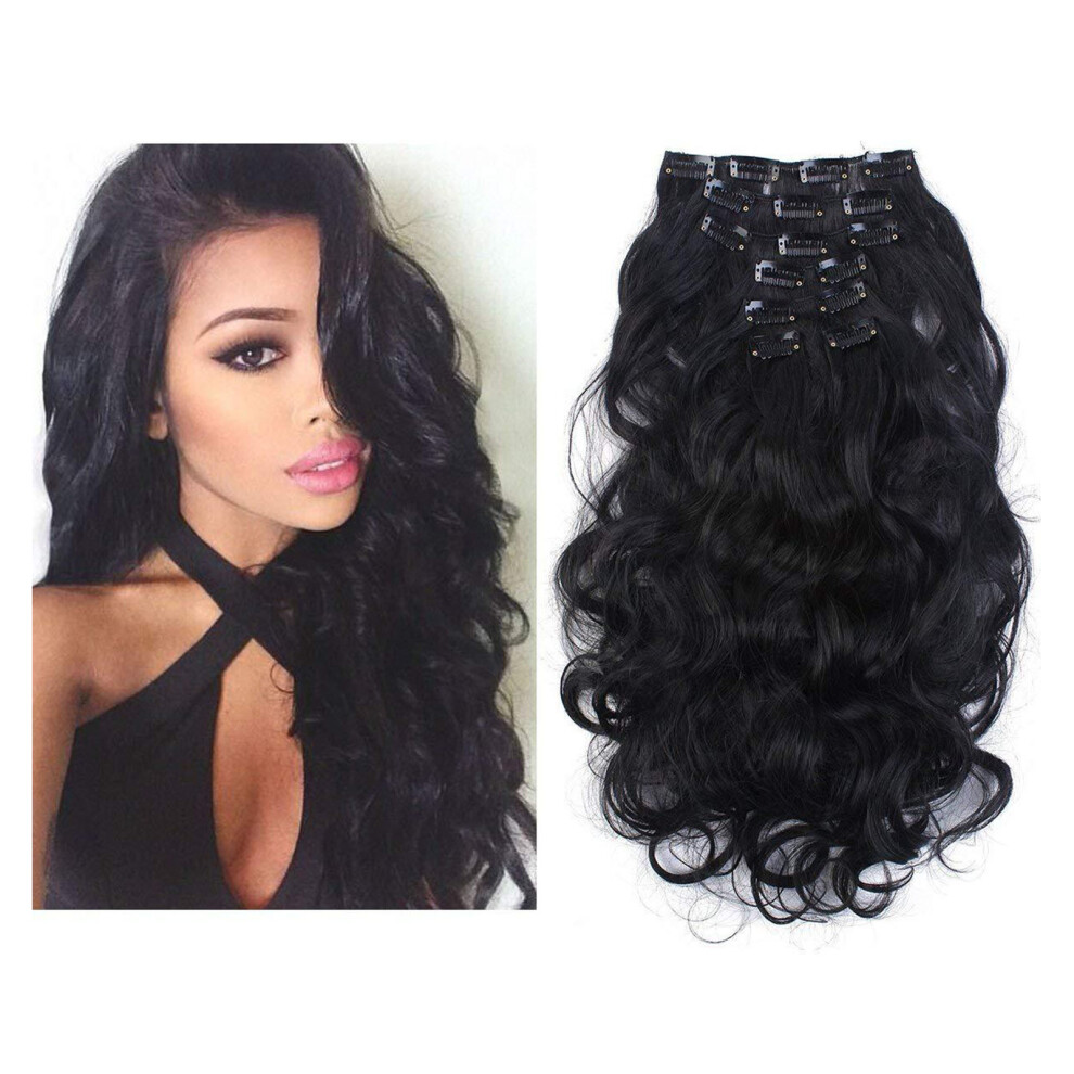 7Pcs Long Curly Clip In Hairpiece 150C Heat Resistant Natural Look