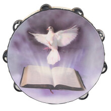 25cm Wooden Double Row Tambourine with Bright Jingles and Clear Tone for Church and Party