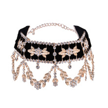 Rhinestone Pendant Necklace Fashion Clavicle Necklace-Gold