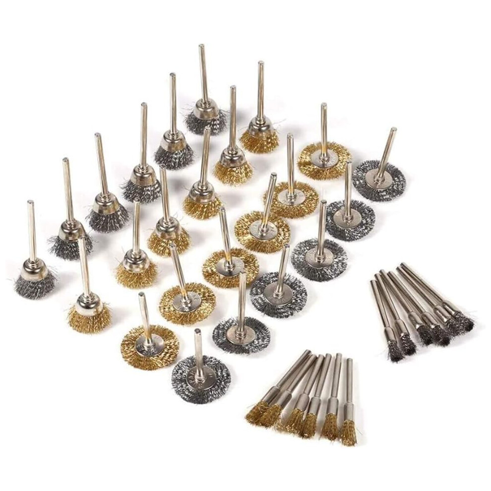 Hard-To-Reach Areas Cleaning Kit, Brass Wire Brush Wheel For Rotary Tools Compatible, Suitable For All Types Of Detail Processing Using Hard And 9358999374949