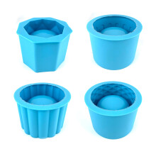 4Pcs Silicone Moulds for Concrete Flower Pots Cement Plant-Blue