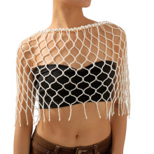 Women Imitation Pearl Shawl Beaded Body Chain Shawl Handmade