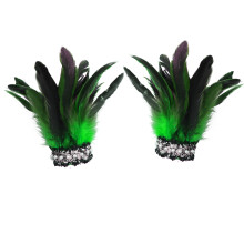 Feather Cuffs Feather Bracelets Cuff Wrist Sleeve Bangle-Green