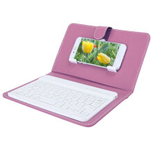 7in Bluetooth 3.0 Keyboard with PU Leather Case for 4.5-6.8in Phones - Purple