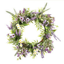 Handgefertigte Frühlingskränze, leuchtender Sommerblumenkranz mit Wildblumen-Lavendel-Design für die Innen- und Außendekoration, Türdekoration,