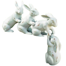 Paire de lapins sculptés en bois blanchi, décoration style ferme vintage, statue de lapin blanc en résine céramique résistante à la rouille,