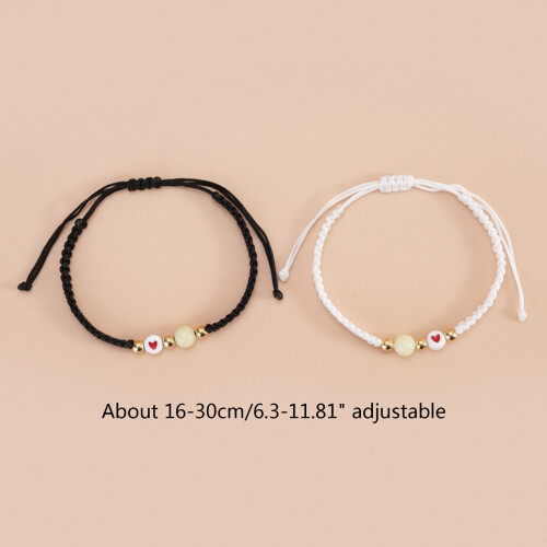 2pcs Luminous Love Lucky Bead Bracelets Handmade String Rope 2