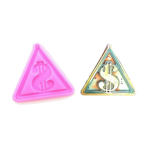3D Dollar Sign Triangle Epoxy Resin Silicone Molds DIY-Blue 1