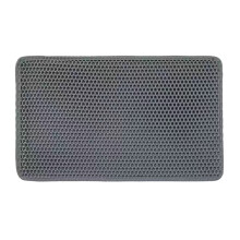 Litter Box Mat Honeycomb Water Resistant For Floor Scatter Control Double Layered Soft On Kitten Paw Gray XXL