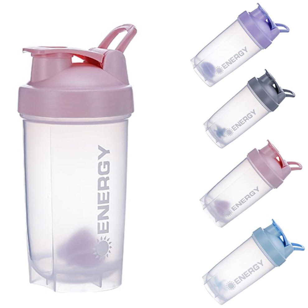Pink Protein Shaker Cup 400Ml 500Ml Bpa Leakproof Portable Steel Mixing Ball For Protein Shakes Dishwasher Safe