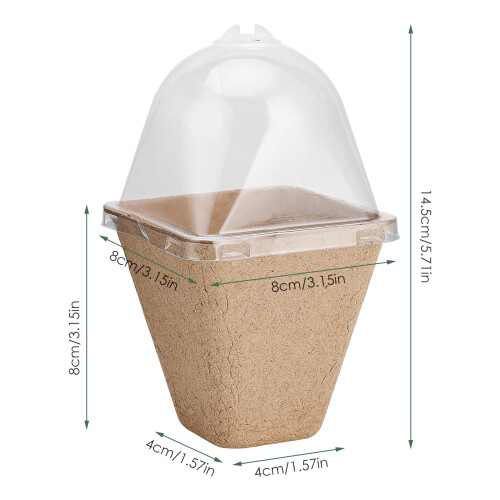 10 Pack Biodegradable Seedling Pots 6cm & 8cm with Humidity Dome 1