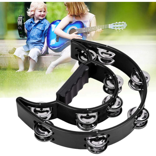 Double Row Hand Bells Tambourine, Smooth Surface, Improves HandEye Coordination (White) 1