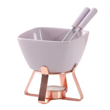 (purple+Rose Gold) 1 Cup Premium Chocolate Fondue Warmer Set With Fondue Cup Two Durable