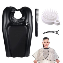 Inflatable Shampoo Tray Waterproof Scarf, Hair Washing Station, Combs, Neck Support