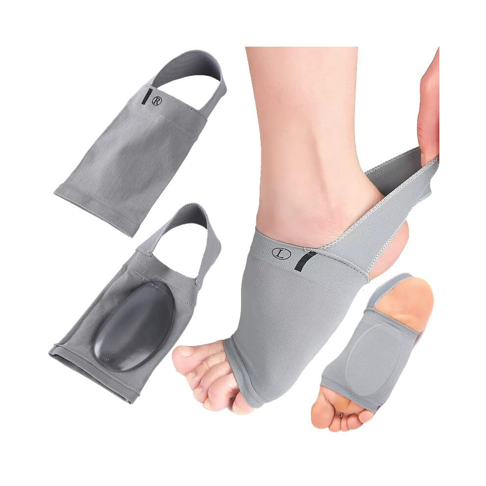 Grey Arch Support Sleeves With Gel Pad For Plantar Fasciitis Relief (Grey)