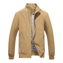 Men's Fashion Business Solid StandUp Collar Casual Large Zip Jacket Linen Shirt Men, khaki, M