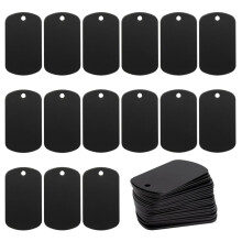 MRNHA 50 Pcs Metal Stamping Blanks Black for Stamping, Engraving Blanks Aluminum Stamping Blanks Keychain Blank Dog Tag Easy Install