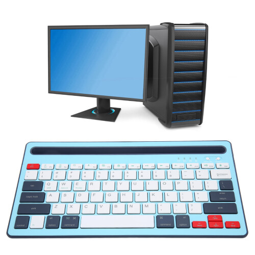 Sky Blue Rechargeable Wireless Bluetooth Keyboard, 60H, 10m Range