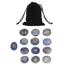 Jadesten Läkande Kristall För Resor, Handskurna Stenar Zigenarsymbol Häxor Rune Set, 13 Styck