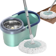 Spin Mop and Bucket Set with Wheels and Wringer for Effortless 360 Floor Cleaning Green
