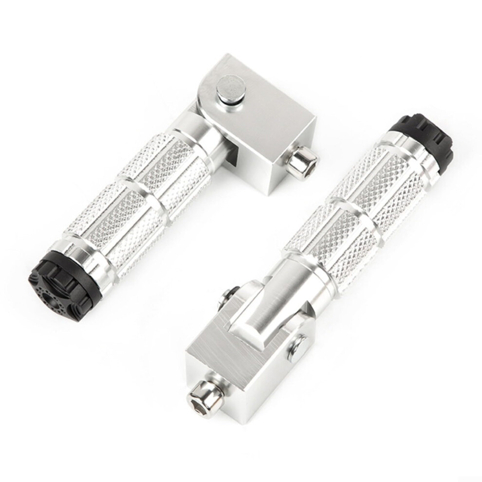 Motorcycle Passenger Footrests 2 Pcs For M8 Mounting Holes Foldable Design Non Slip Foot For Bikes Atvs Utvs Karts Silver 9382693793416