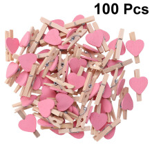 100Pièces Pinces En Bois Rose Pour Photo Décoration