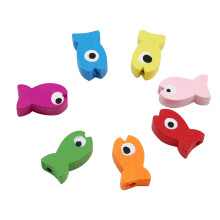 150 Pcs Mixed Colors Painted Wood Fish Beads For Diy